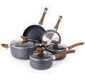 Non Stick Pots and Pans Set  Induction Hob Pot Set  8pcs Kitchen Cookware with Lids  Cooking Marble Saucepan Pots and Frying Pans  by Nuovva
