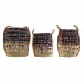 Basket set DKD Home Decor Natural Lilac Seagrass (3 Pieces)