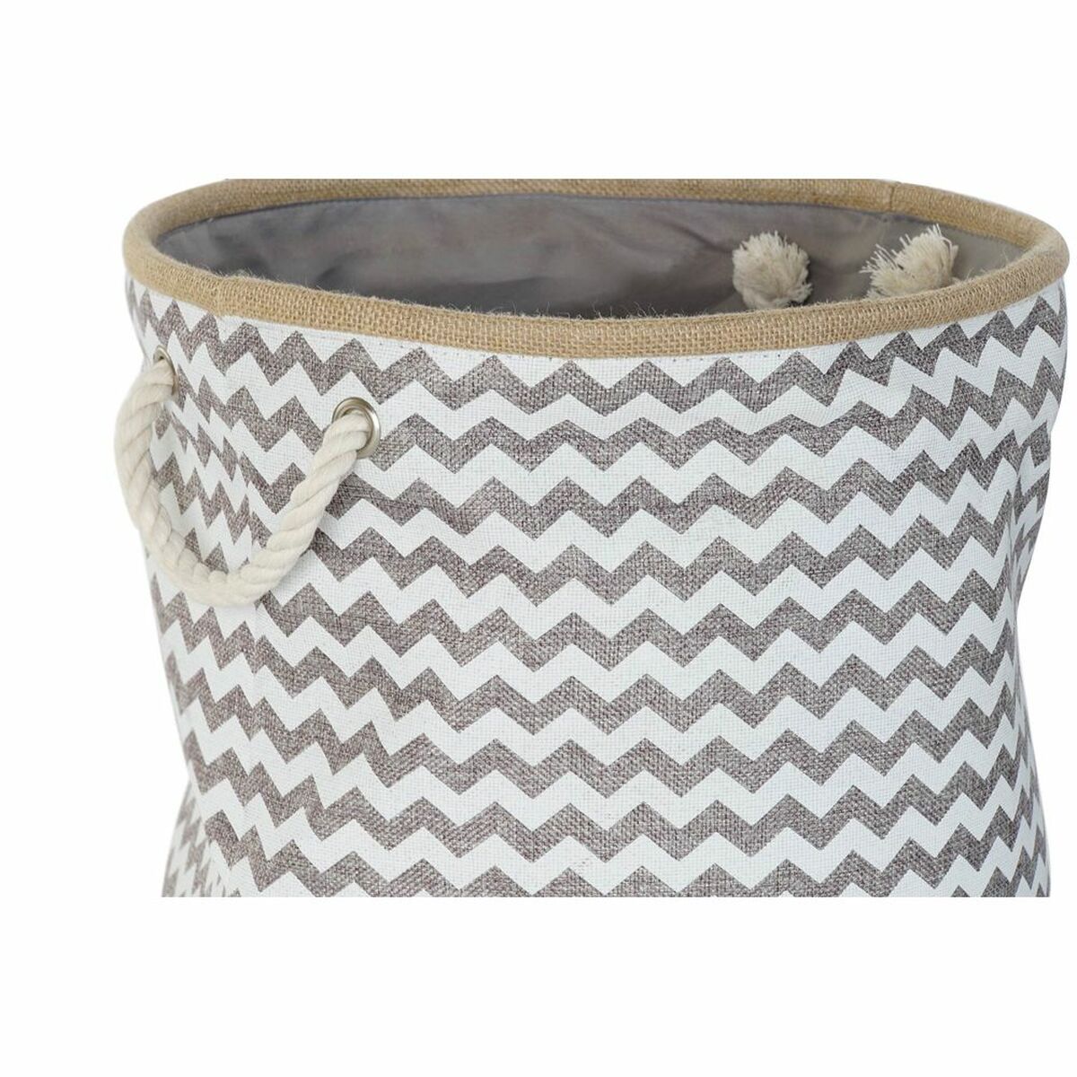 Decorative basket DKD Home Decor White Grey Jute
