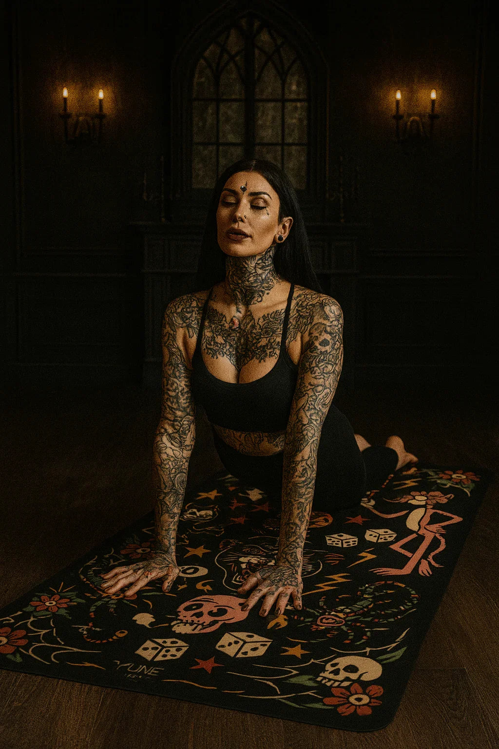 Macabre & Mantras — Tattoo Design Yoga Mat (3mm) | Yune Yoga