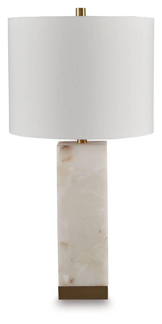 Linderfield - Alabaster Table Lamp - White / Gold Finish-0